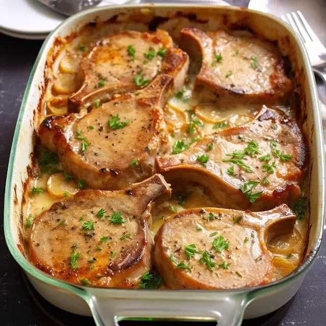 Pork chops with scalloped potatoes
