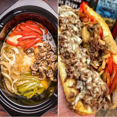 Slow Cooker Chicken Philly Cheese Steaks