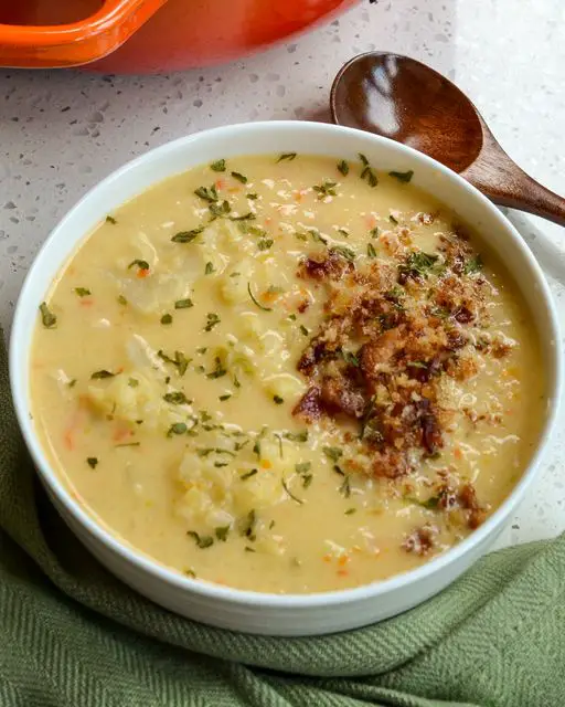 Cheesy cauliflower soup