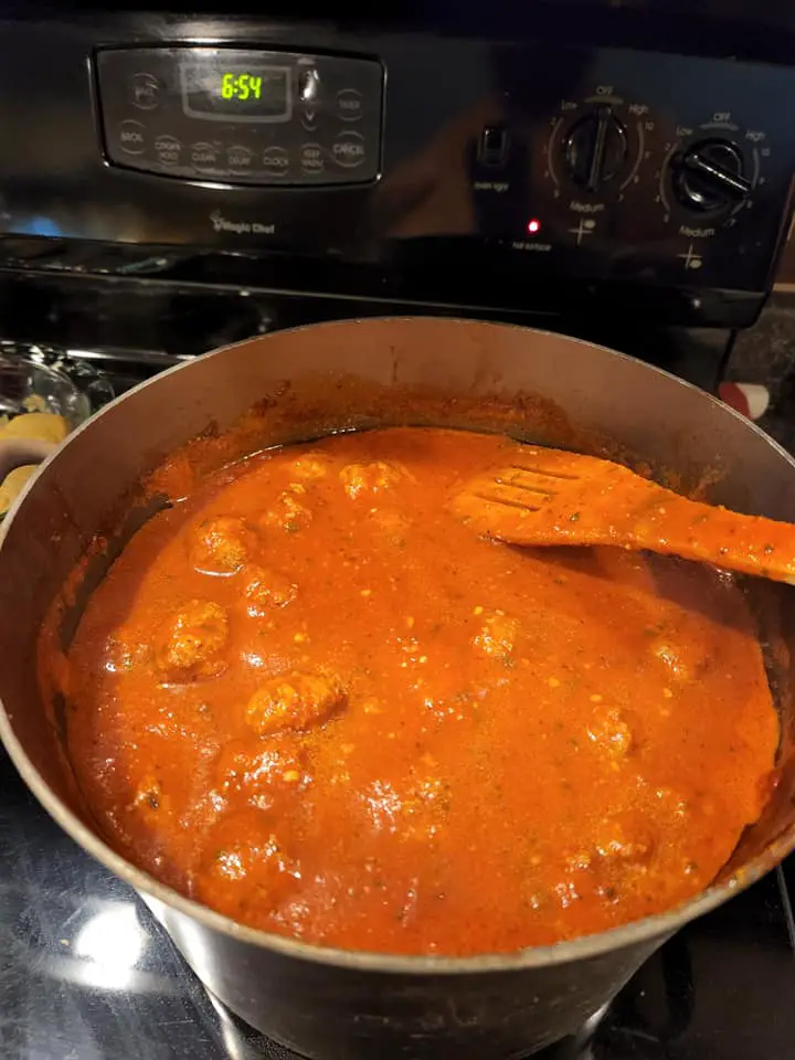 Homemade sauce and meatball
