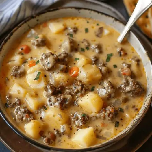 Crockpot Creamy Potato & Hamburger Soup