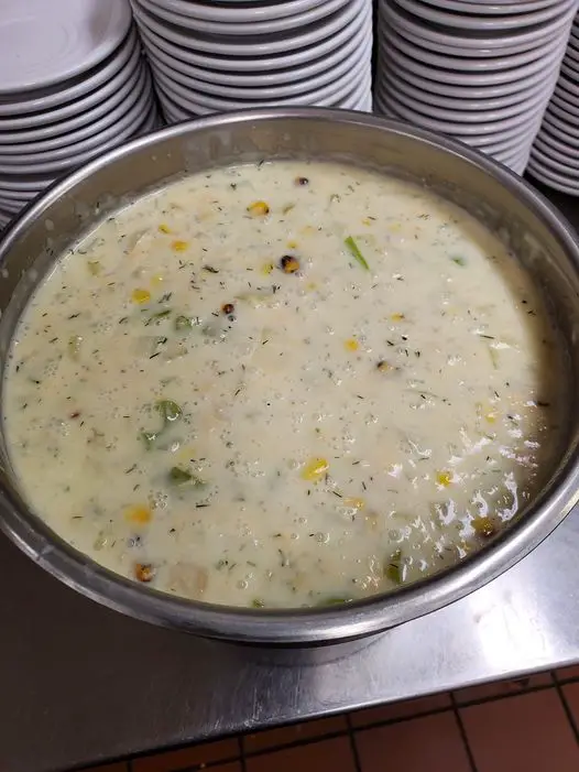 Smoked salmon and grilled corn chowder