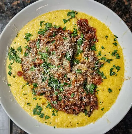 Polenta with beef ragu