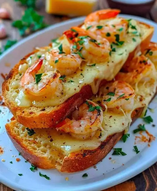 Cheesy Garlic Bread Shrimp Grilled  cheese