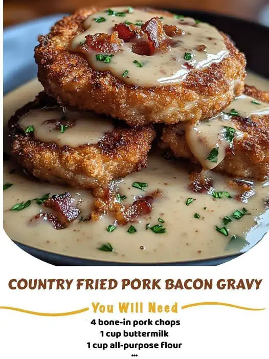 Country Fried Pork Chops with Bacon Gravy