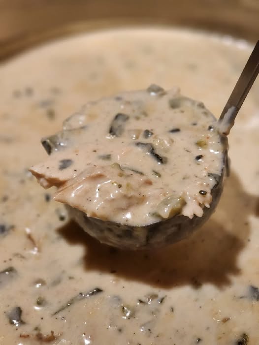 Creamy Poblano Chicken Rellenos Soup