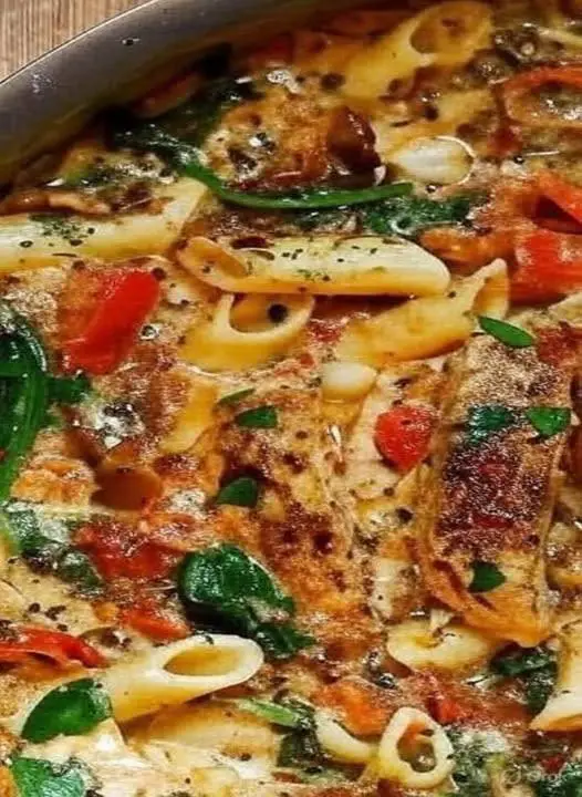 Creamy Sun Dried Tomato and Spinach Pasta