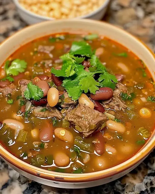 Hearty Pinto Bean Green Chile & Beef Soup