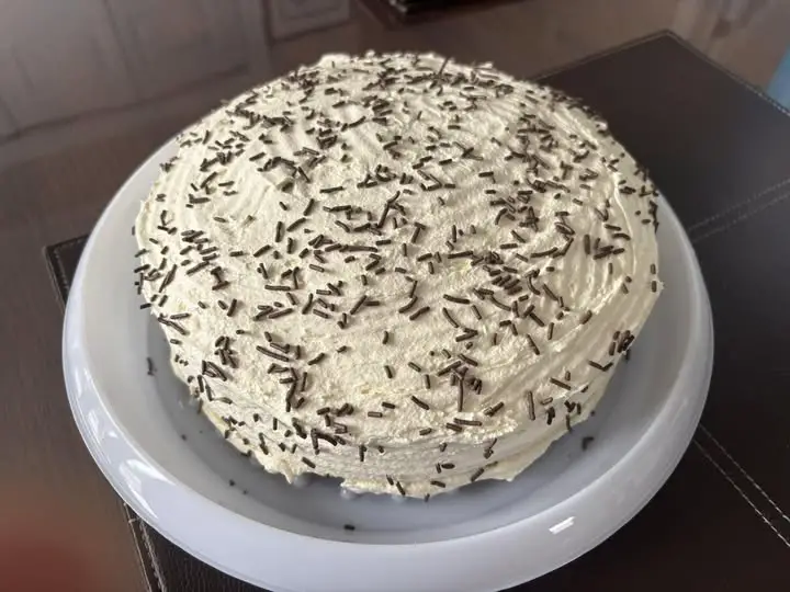 Chocolate cake with vanilla pudding frosting