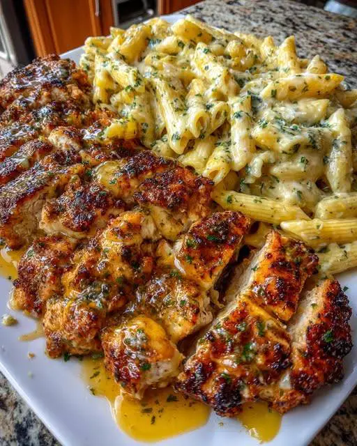 Creamy Cajun Garlic Parmesan Chicken Penne Alfredo