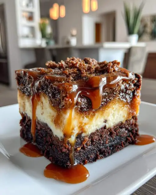 Decadent Caramel Brownie Cheesecake