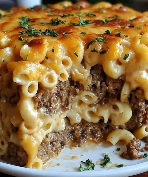 Mac and Cheese Meatloaf Casserole