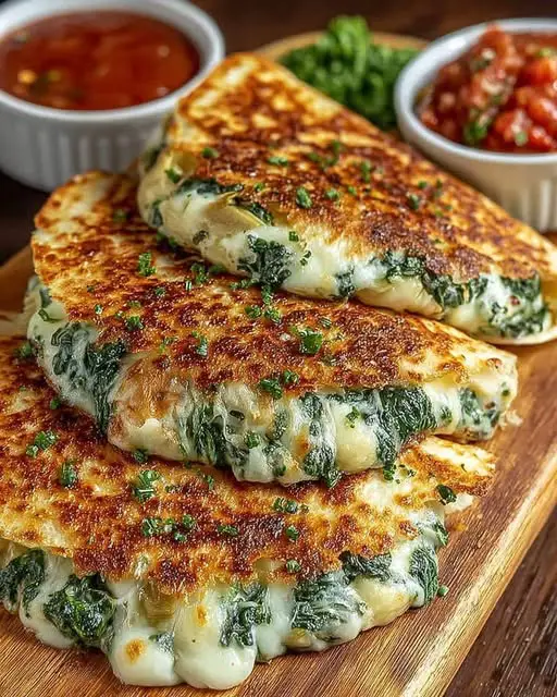 Savory Spinach Artichoke Quesadillas