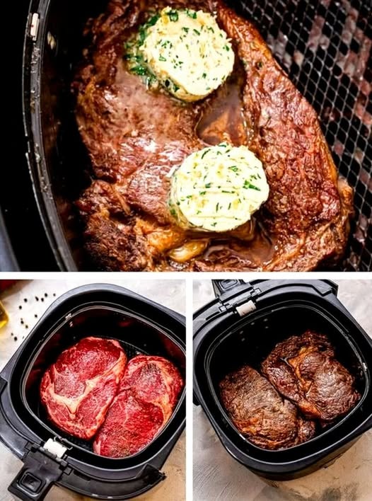 Air Fryer Steaks with Garlic Butter