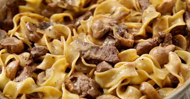 Creamy beef and pasta skillet