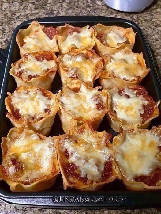 Wonton Lasagna Cups